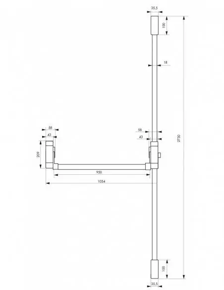 Serrure antipanique 3 points haut et bas réversible laqué blanc porte maxi 1150 mm