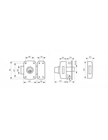 Verrou pour porte d'entrée vitrée Atlantic m à double cylindre pour porte de 40 à 45 mm a2p*