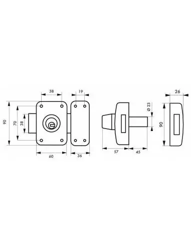 Verrou pour porte d'entrée vitrée Atlantic m cylindre double à goup. 45 mm Verrou pour porte d'entrée vitrée Atlantic m cylindre double à goup. 45 mm