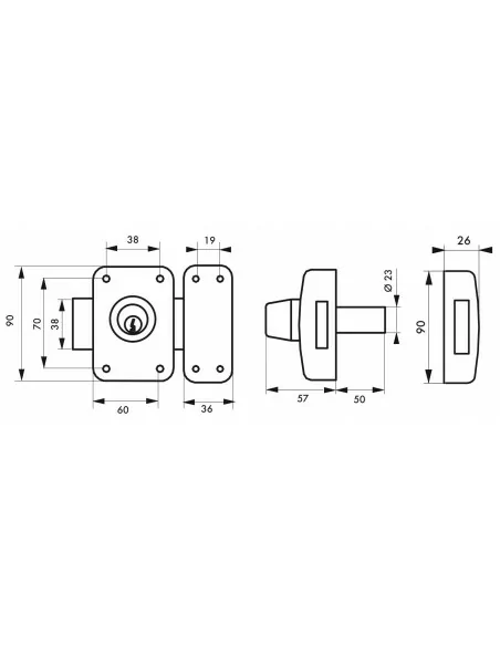 Verrou pour porte d'entrée vitrée Capital à cylindre double 50 mm