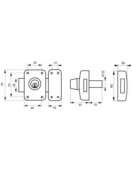 Verrou pour porte d'entrée vitrée Capital à cylindre double 70 mm