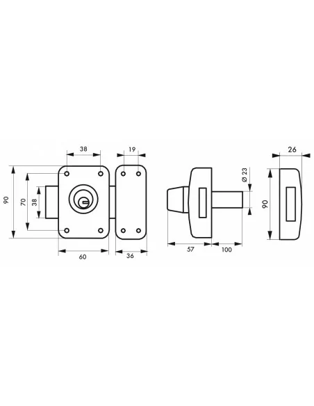 Verrou pour porte d'entrée vitrée Transit 2 à cylindre double 100 mm