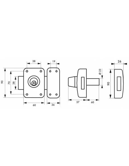 Verrou pour porte d'entrée vitrée Transit 2 à cylindre double 60 mm