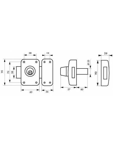 Verrou pour porte d'entrée vitrée Transit 2 à cylindre double 80 mm