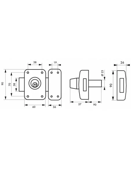 Verrou pour porte d'entrée vitrée Transit 2 à cylindre double 90 mm