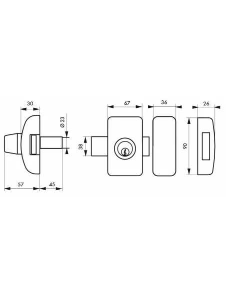 Verrou pour porte d'entrée vitrée Universel 5 goup. 45 mm argent 3 clés