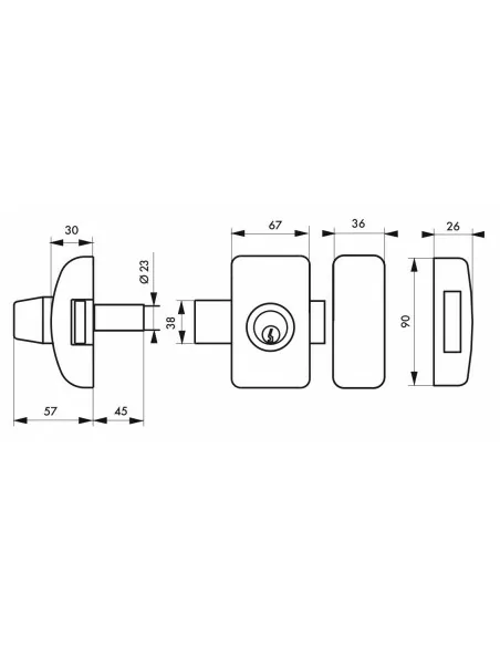 Verrou pour porte d'entrée vitrée Universel 5 goup. 45 mm blanc 3 clés