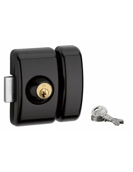 Verrou pour porte d'entrée vitrée Universel 5 goup. 45 mm noir 3 clés