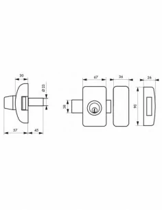 Verrou pour porte d'entrée vitrée Universel 5 goup. 45 mm noir 3 clés 2