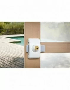 Verrou pour porte d'entrée vitrée Universel 6 goup.45 mm blanc 2