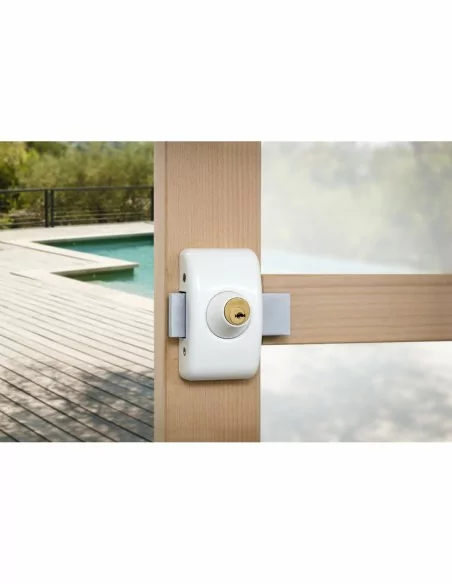 Verrou pour porte d'entrée vitrée Universel 6 goup.45 mm blanc