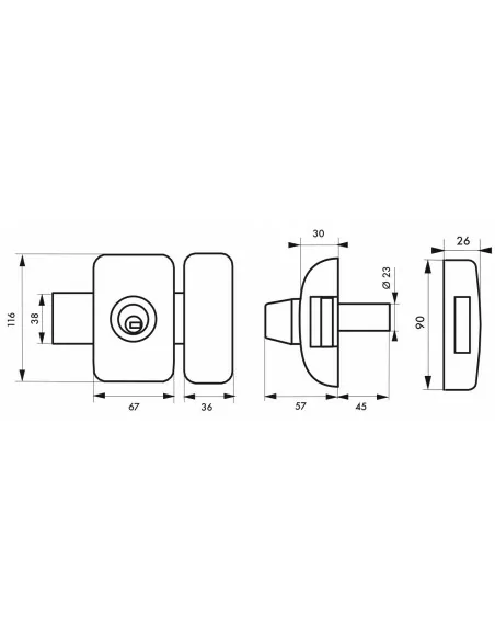 Verrou pour porte d'entrée vitrée Universel 6 goup.45 mm blanc