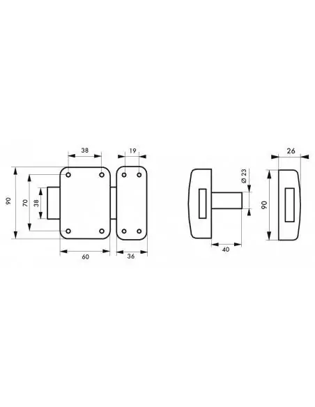 Verrou pour porte de cave et garage Capital sans bouton 40 mm