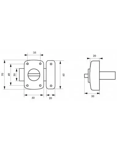Verrou pour porte de meuble Alouette 50 mm epoxy argent Verrou pour porte de meuble Alouette 50 mm epoxy argent