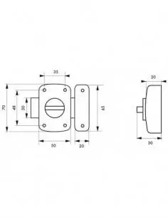 Verrou pour porte de meuble Alouette 50 mm epoxy bronze 2