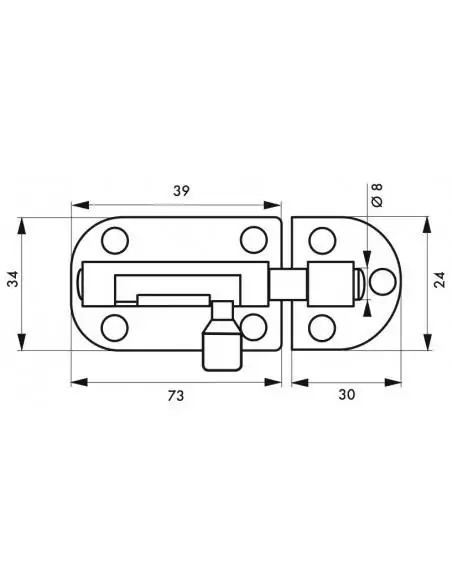 Verrou pour porte de meuble targette 100 mm