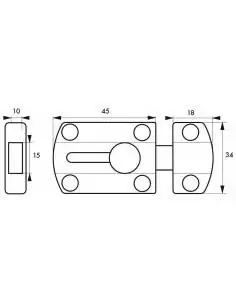 Verrou pour porte de meuble targette 45 mm 2