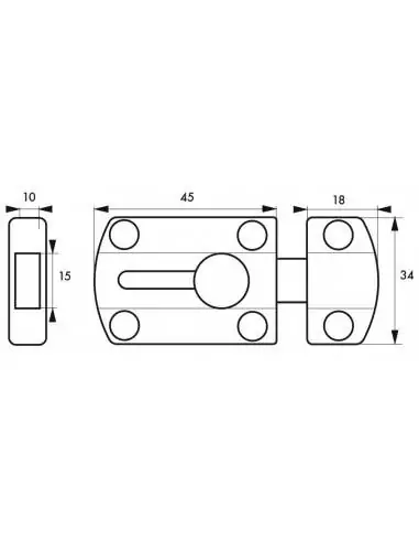 Verrou pour porte de meuble targette 45 mm Verrou pour porte de meuble targette 45 mm