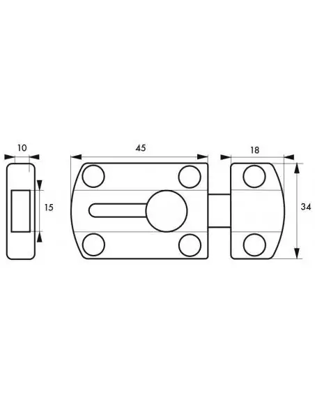 Verrou pour porte de meuble targette 45 mm