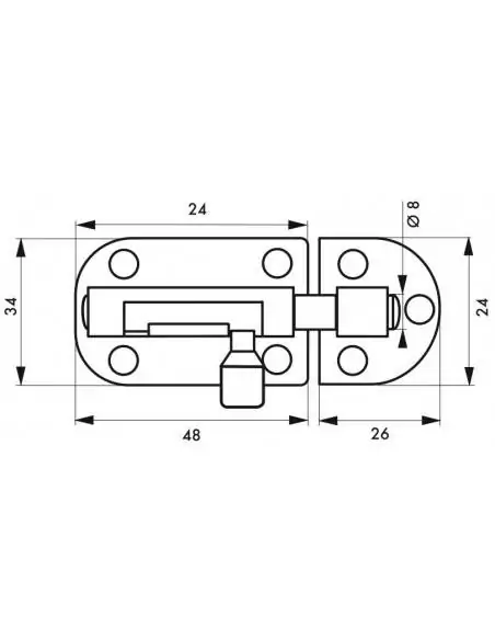 Verrou pour porte de meuble targette 75 mm