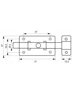 Verrou pour porte de meuble targette inox pêne plat 50 mm 2