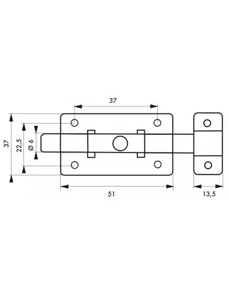 Verrou pour porte de meuble targette inox pêne plat 50 mm