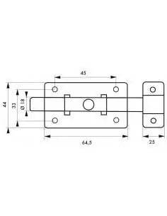 Verrou pour porte de meuble targette inox pêne plat 65 mm 2