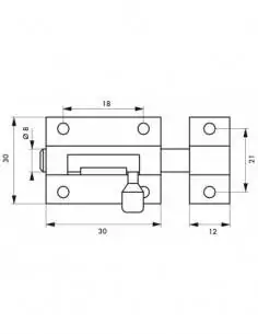 Verrou pour porte de meuble targette laiton 30 mm 2