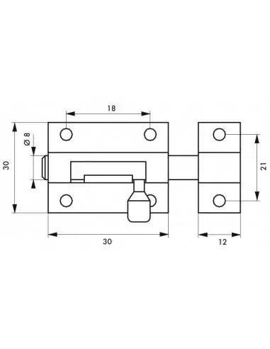 Verrou pour porte de meuble targette laiton 30 mm Verrou pour porte de meuble targette laiton 30 mm