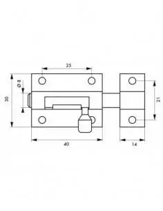 Verrou pour porte de meuble targette laiton 40 mm 2