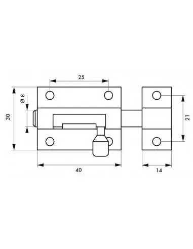 Verrou pour porte de meuble targette laiton 40 mm Verrou pour porte de meuble targette laiton 40 mm