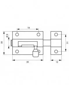 Verrou pour porte de meuble targette laiton chromé 30 mm 2