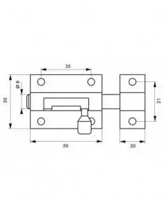Verrou pour porte de meuble targette laiton chromé 50 mm 2