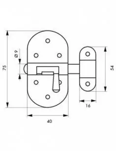 Verrou pour porte de meuble targette nickelée 40 mm 2