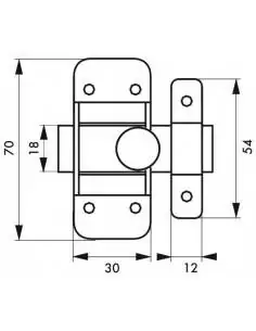 Verrou pour porte de meuble targette zinguée 35 mm 2