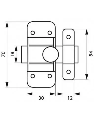 Verrou pour porte de meuble targette zinguée 35 mm Verrou pour porte de meuble targette zinguée 35 mm