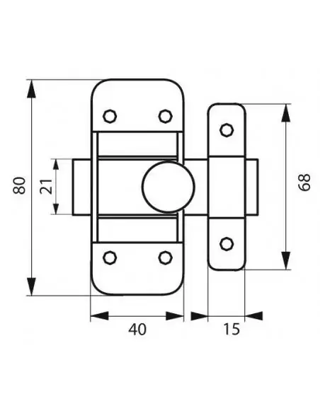 Verrou pour porte de meuble targette zinguée 45 mm