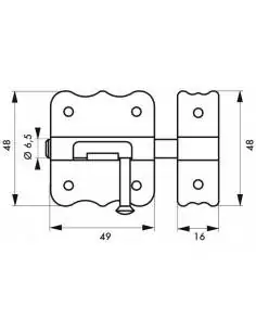 Verrou pour porte de meuble targette zinguée pêne plat 40 mm 2