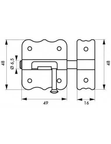 Verrou pour porte de meuble targette zinguée pêne plat 40 mm Verrou pour porte de meuble targette zinguée pêne plat 40 mm