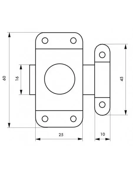 Verrou pour porte de meuble 25 mm acier zingué