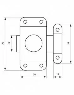Verrou pour porte de meuble 30 mm acier nickelé 2