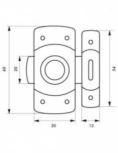 Verrou pour porte de meuble 30 mm laiton chromé 2