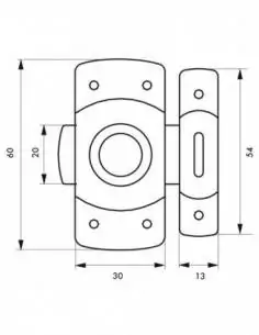 Verrou pour porte de meuble 30 mm laqué blanc 2