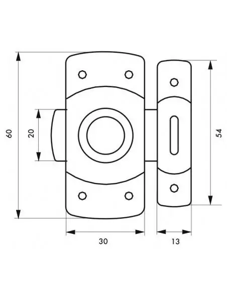 Verrou pour porte de meuble 30 mm laqué blanc