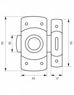 Verrou pour porte de meuble 35 mm laiton chromé 2