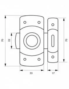 Verrou pour porte de meuble 35 mm laqué blanc 2