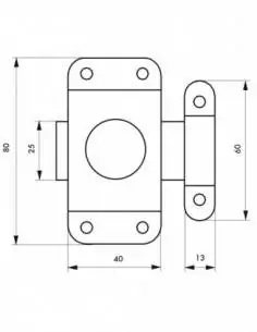 Verrou pour porte de meuble 40 mm acier zingué 2