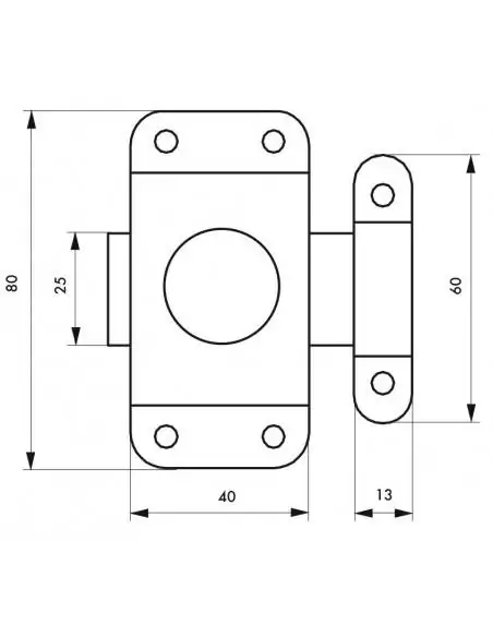 Verrou pour porte de meuble 40 mm acier zingué