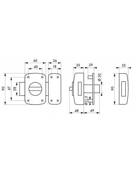 Verrou pour porte d'entrée Atlantic m à bouton et cylindre pour porte de 40 à 45 mm maxi a2p*