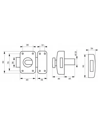 Verrou pour porte d'entrée Atlantic m bouton et cylindre à goup. 45?mm Verrou pour porte d'entrée Atlantic m bouton et cylindre à goup. 45?mm